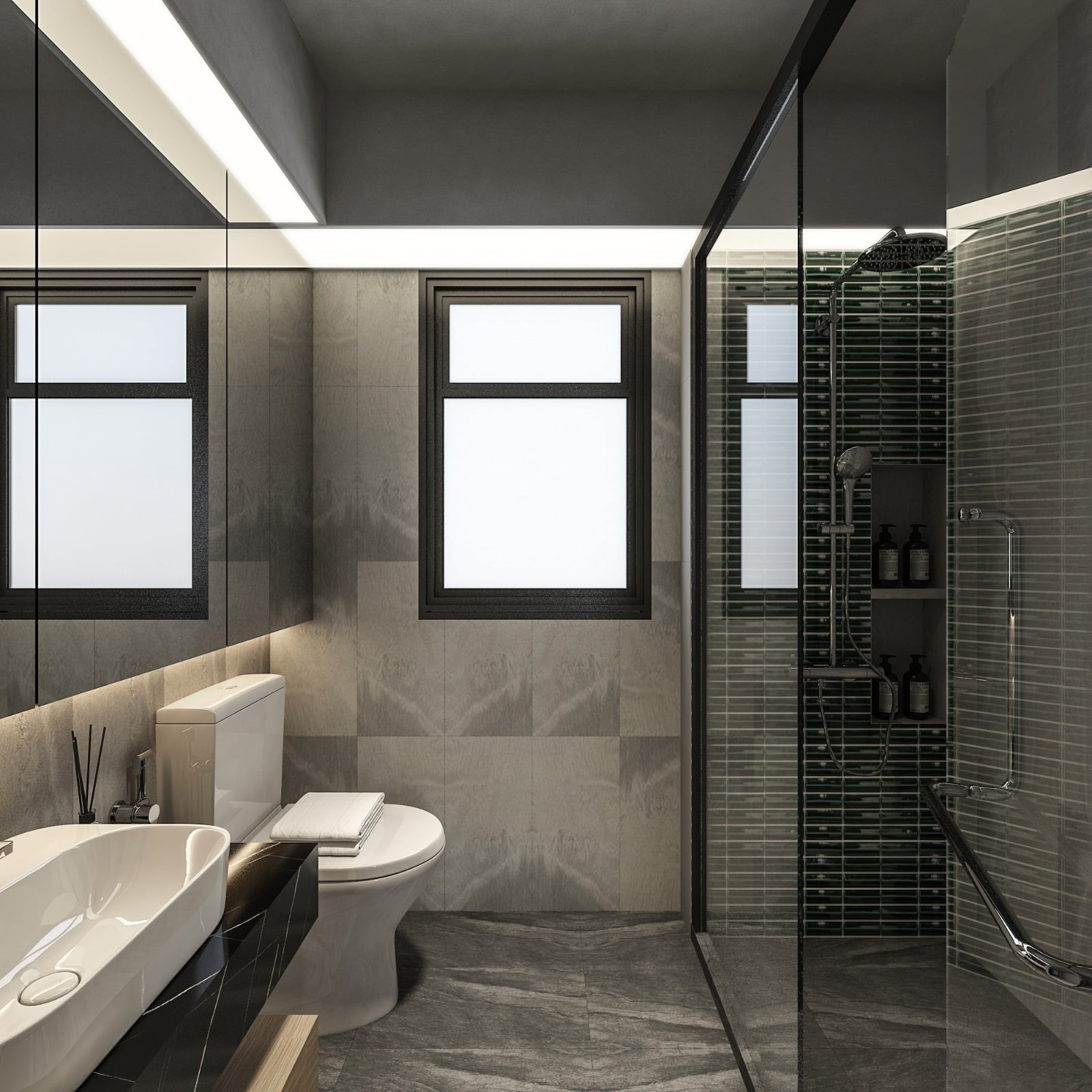 Tampines contemporary classic residence with wainscot wall details