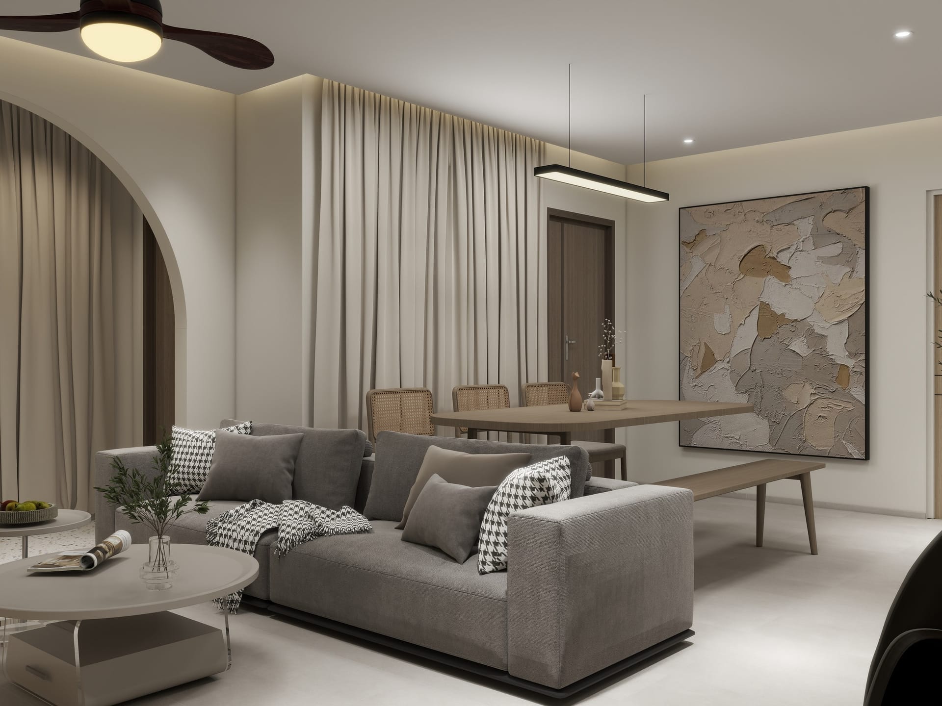 Hougang Residential hotel-luxe master bedroom and custom walk-in wardrobe joinery