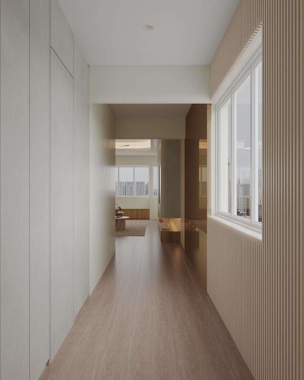 Punggol coastal minimalist home with glass enclosed study