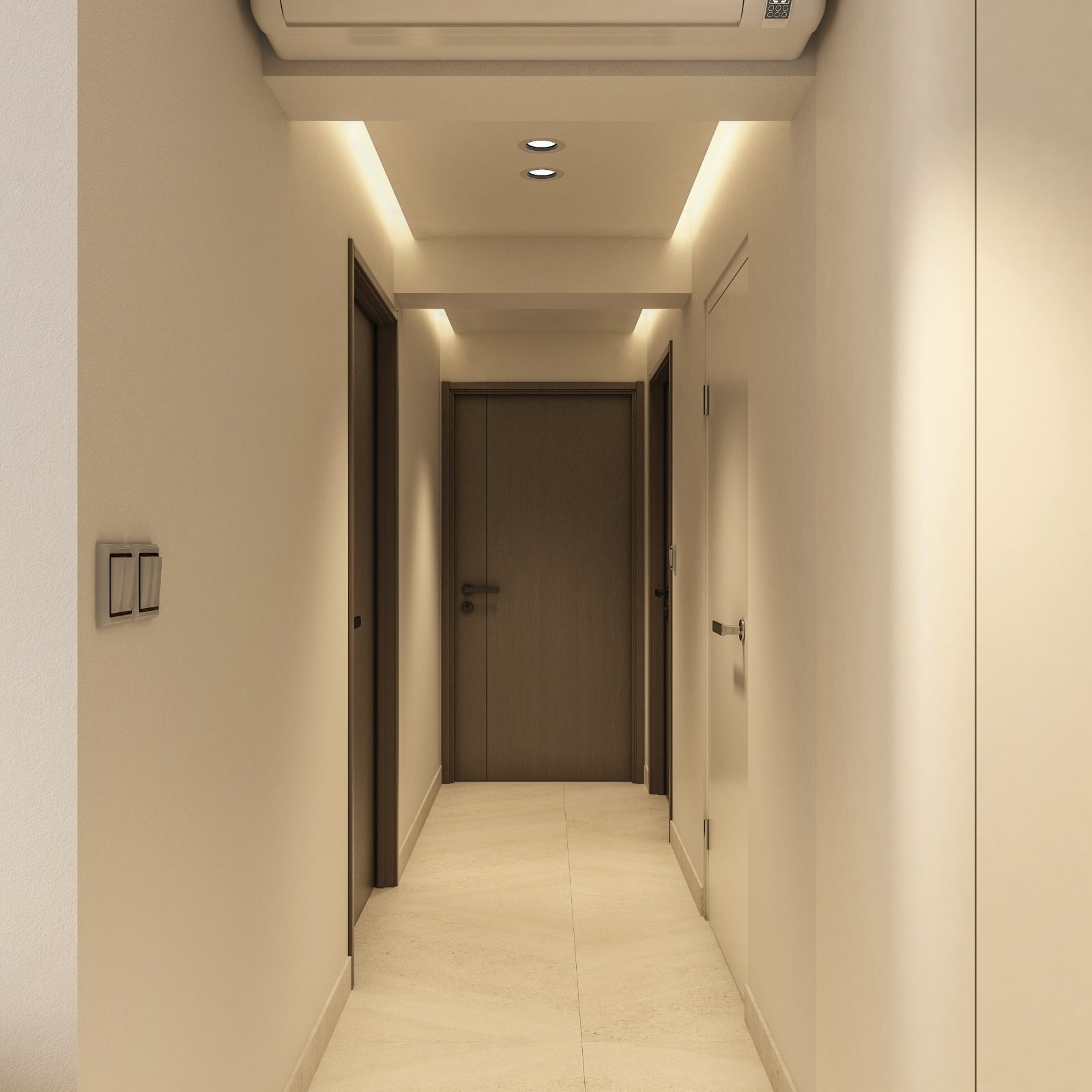 Towner compact apartment with convertible furniture and pocket doors